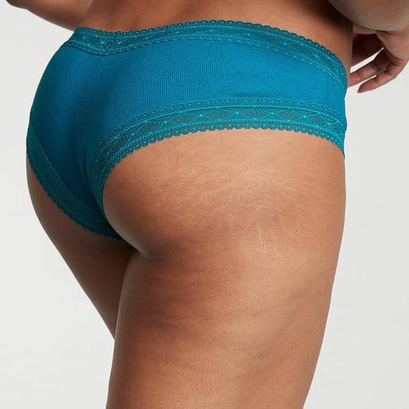 Victoria's Secret Lace Waist Ribbed Cotton Cheeky Panty Evening Tide XL NEW - Picture 4 of 6